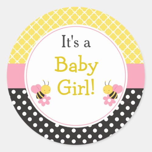 Cute Girl Bumble Bees Classic Round Sticker