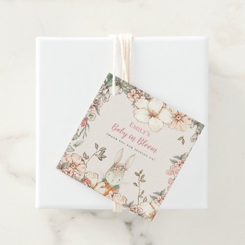 Cute Girl Bunny Florals Baby in Bloom Favor tag