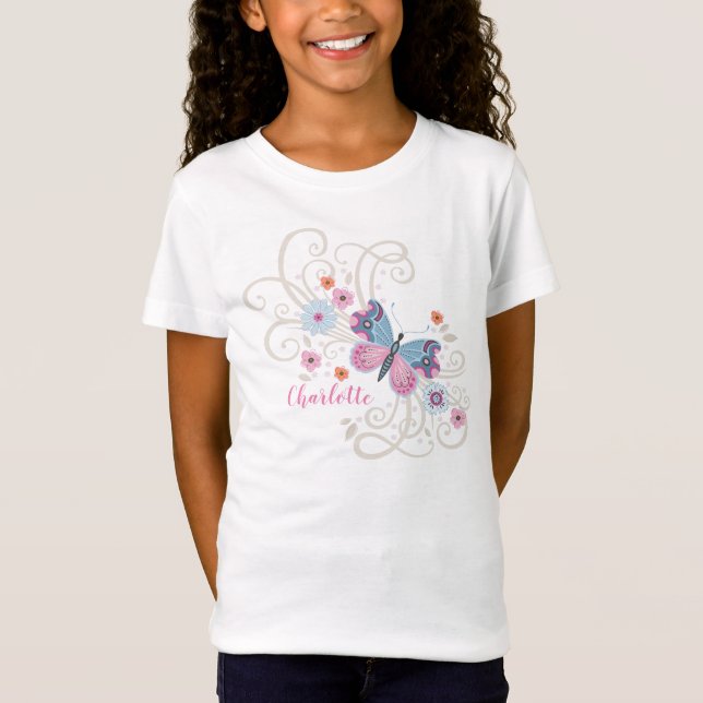 Cute Girl Butterfly T-Shirt (Front)