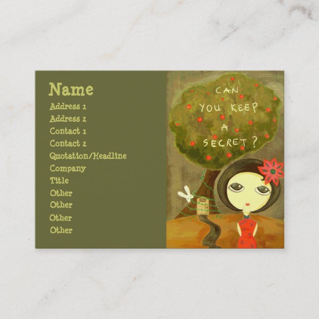 Cute Girl - Can You Keep A Secret? Business Card (Front)