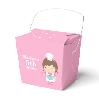 Cute Girl Chef Cooking Baking Birthday Party Favor Box