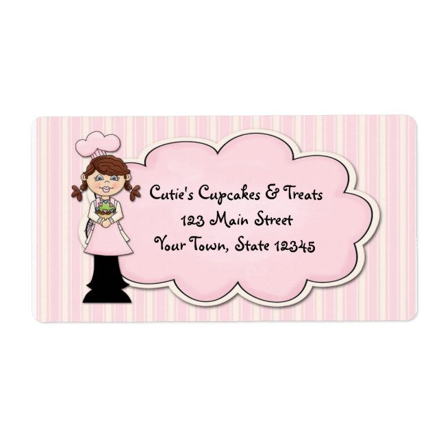 Cute Girl Chef, Cupcake, Pink Label (Front)