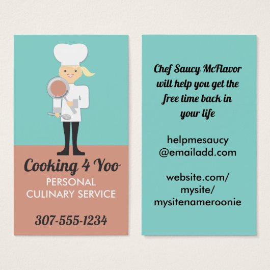 cute girl chef frying pan spoon cooking busines... (Front & Back)