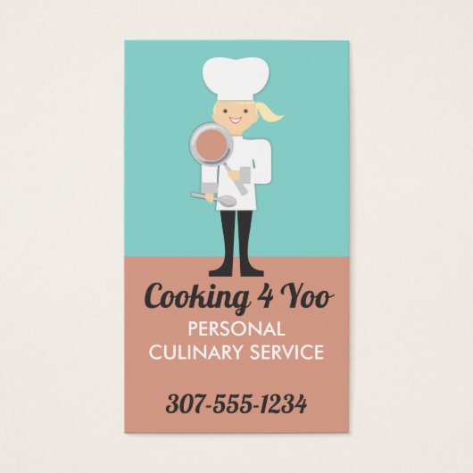 cute girl chef frying pan spoon cooking busines... (Front)