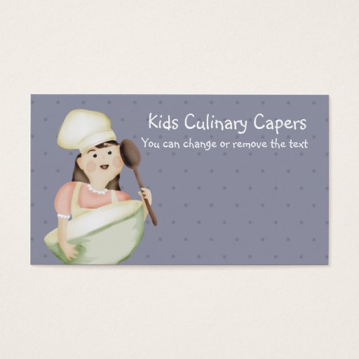 Customizable cute girl chef hat mixing bowl kids cooking cla... business card templates