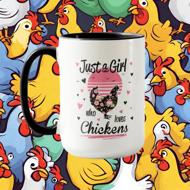 cute girl chicken lovers add monogram mug (Creator Uploaded)