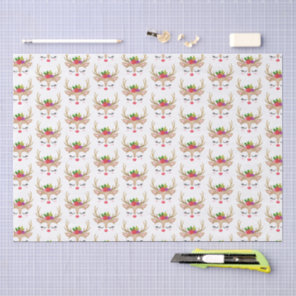 Cute Girl Christmas Reindeer Face Tissue Paper