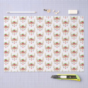 Cute Girl Christmas Reindeer Face Tissue Paper