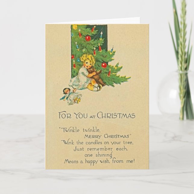 Cute Girl Christmas Wish Card (Front)