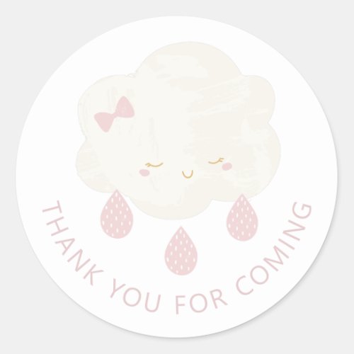 Cute girl cloud Baby shower thank you for coming Classic Round Sticker
