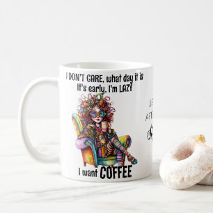 Cute Girl Coffee Colorful Hair Glasses Quote Mug