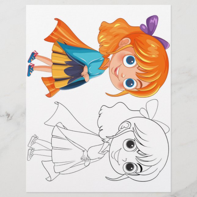 Cute girl coloring page (Front)