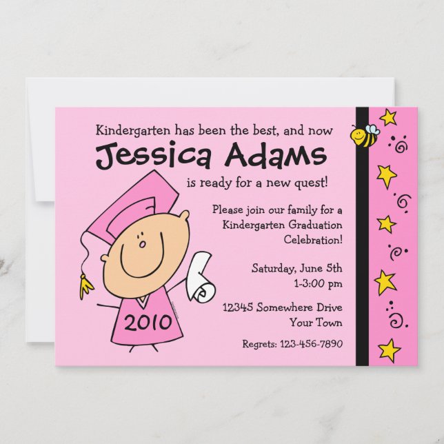 Cute Girl Custom Graduation Invitations (Front)