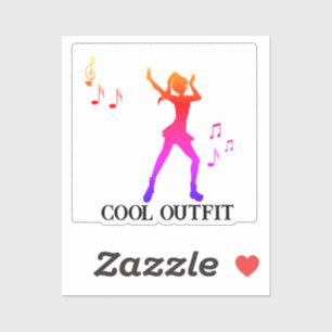 Cute Girl Dancing withe note music-k-pop Sticker