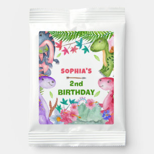 Cute Girl Dinosaur 2nd Birthday Party Lemonade Drink Mix