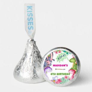 Cute Girl Dinosaur 4th Birthday Party Hershey®'s Kisses®