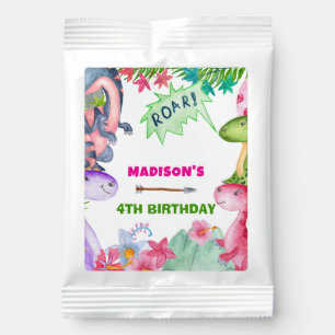 Cute Girl Dinosaur 4th Birthday Party Lemonade Drink Mix