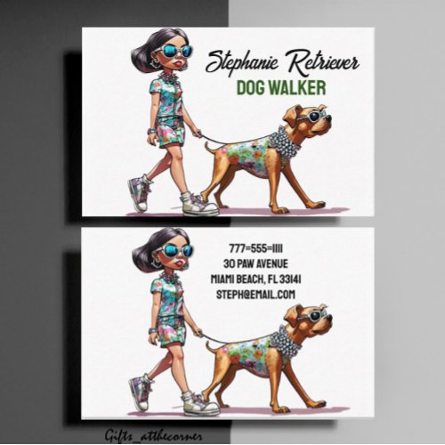 Cute Girl Dog Walker Pet Sitter Sitter  Business Card