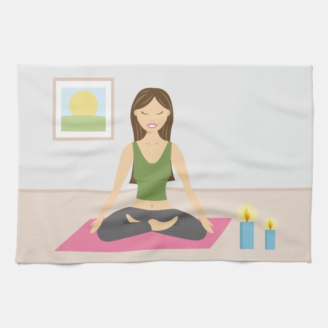 Cute Girl Doing Yoga In A Pretty Room Kitchen Towel (Horizontal)