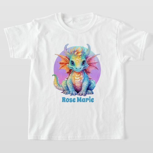 cute girl dragon lovers add name  T_Shirt