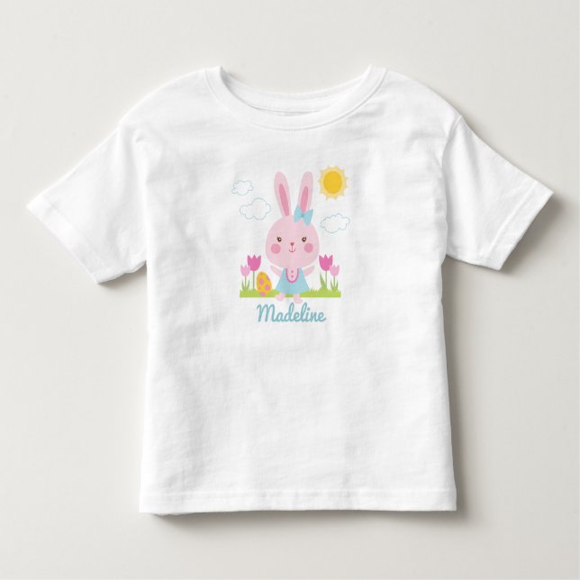 Cute Girl Easter Bunny Toddler T-shirt (Front)