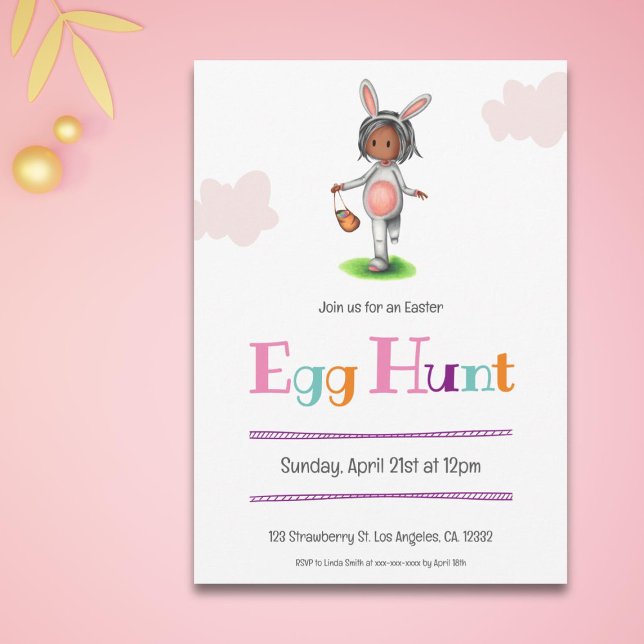 Cute Girl Egg Hunt Easter Invitation (Creator Uploaded)