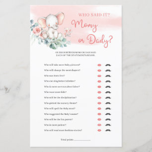 Cute girl elephant eucalyptus Mommy or Daddy