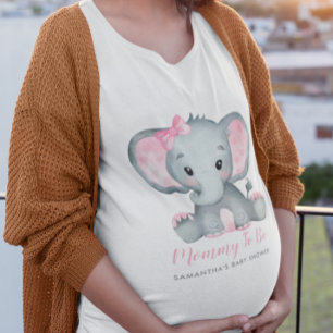 Cute Girl Elephant Pink Mommy To Be Baby Shower T-Shirt