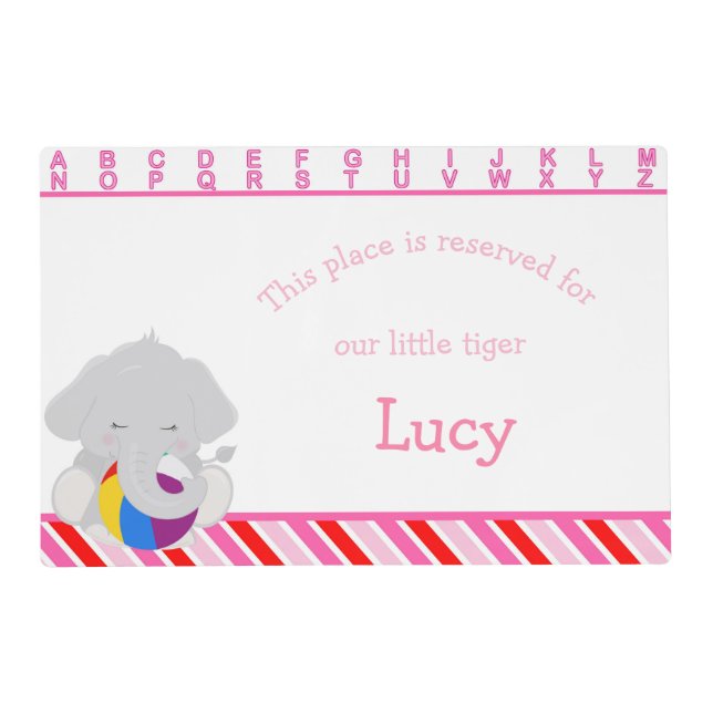 Cute Girl Elephant Placemat (Front)