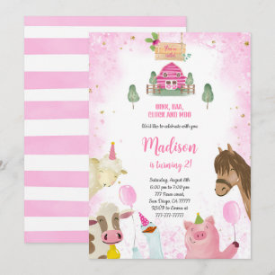 Cute Girl Farm Birthday Invitation