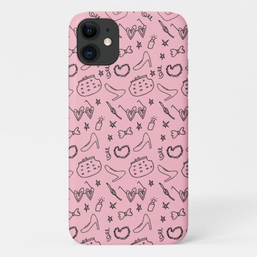 Cute girl fashion pattern design iPhone 11 case