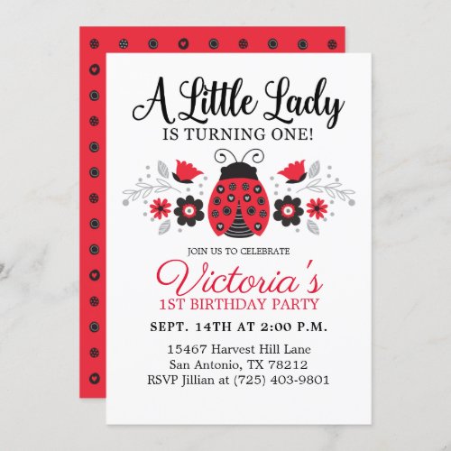 Cute Girl First Birthday Party Invitation