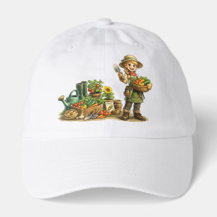 Cute Girl Gardener Harvesting Vegetables Art Hat