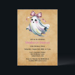 Cute Girl Ghost Birthday Mash Invitation<br><div class="desc">Celebrate your little girl’s special day with this charming watercolor ghost invitation! Featuring an adorable girl ghost with rosy cheeks and a pink bow, this sweet and spooky design is perfect for a Halloween-themed birthday party. Soft watercolor textures and playful charm make it ideal for toddlers and young children who...</div>