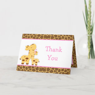 Cute Girl Giraffe Baby Shower Letterpress Thank You Card