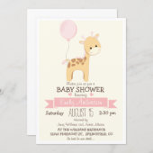Cute Girl Giraffe, Jungle Zoo Animal Baby Shower Invitation (Front/Back)