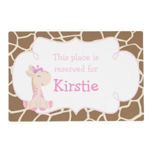 Cute Girl Giraffe Placemat