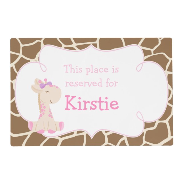 Cute Girl Giraffe Placemat (Front)