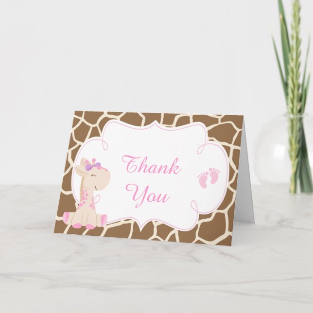Cute Girl Giraffe Thank You (Front)