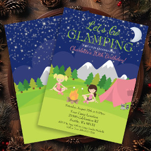 Cute Girl Glamping Birthday Party Invitation