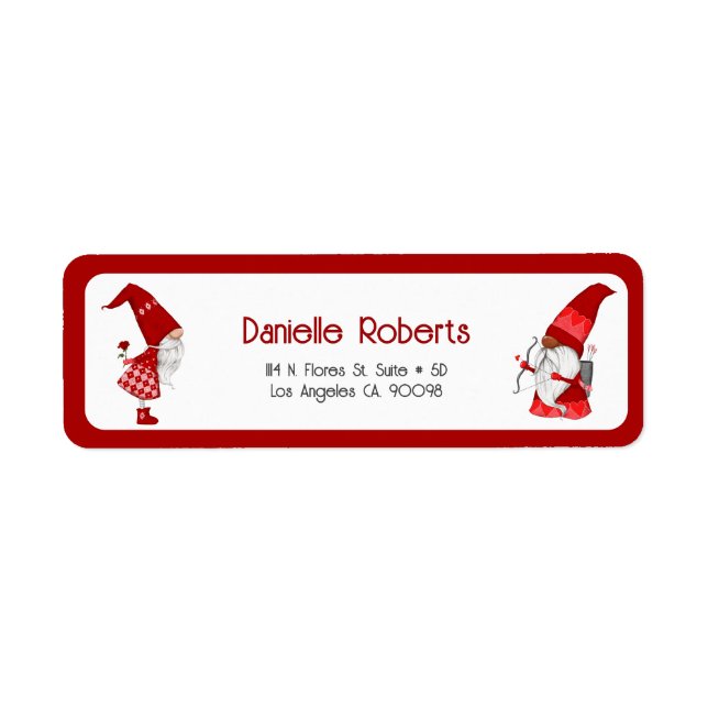 Cute girl gnome and cupid gnome label (Front)