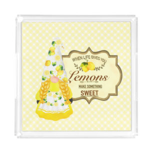 Cute Girl Gnome and Lemons Acrylic Tray