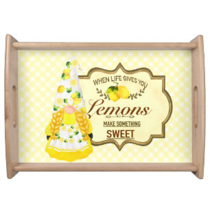 Cute Girl Gnome and Lemons  Serving Tray