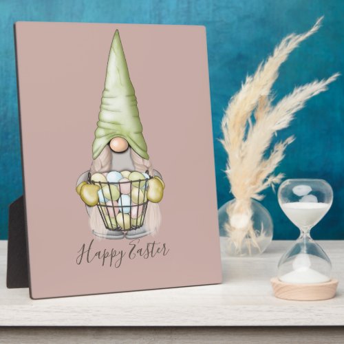 Cute Girl Gnome with Eggs Easter Holiday   Plaque