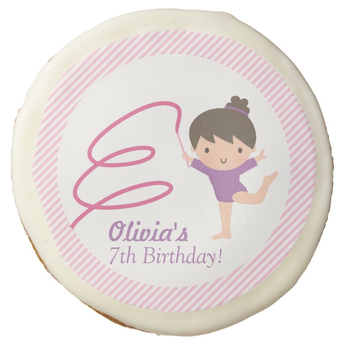 Cute Girl Gymnastics Kids Birthday Party Treats Sugar Cookie