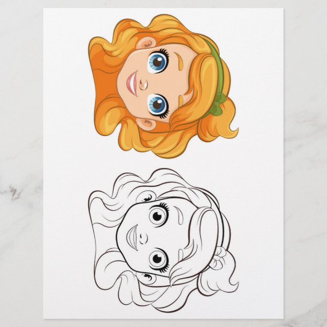 Cute girl head coloring page (Front)