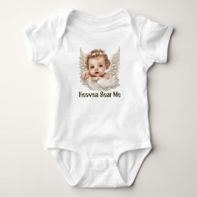 Cute girl Heaven sent add text Baby Bodysuit (Front)