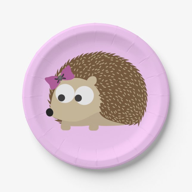 Cute Girl Hedgehog Paper Plates (Front)