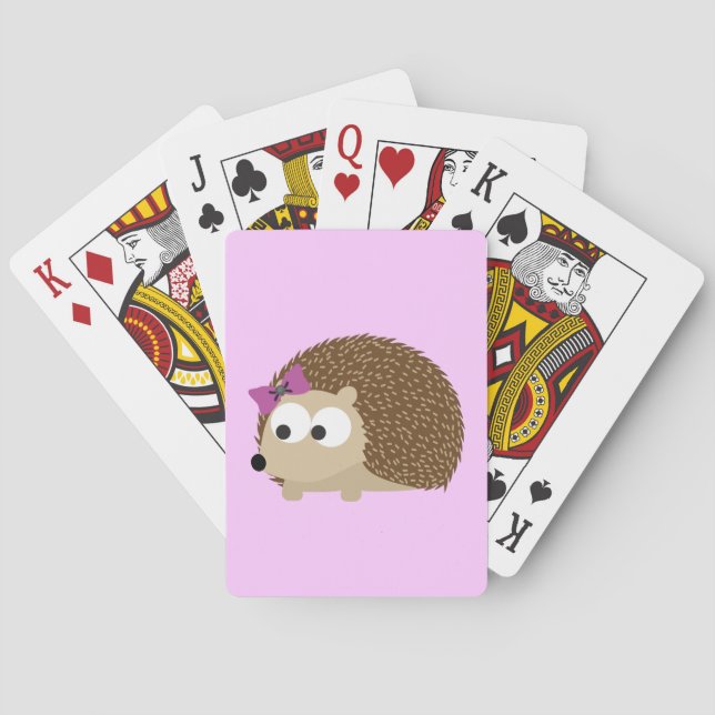 Cute Girl Hedgehog Poker Cards (Back)