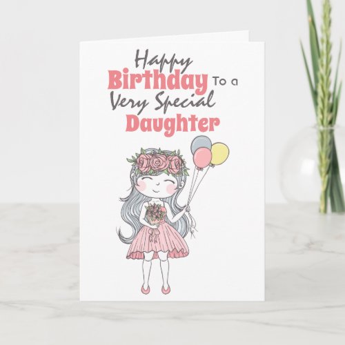 Cute girl holding balloons special birthday wishes
